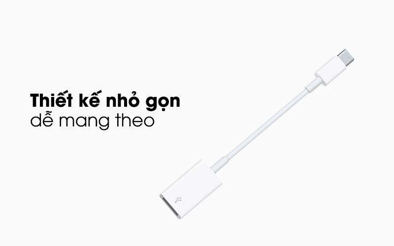 Thiết kế nhỏ gọn, dễ mang theo - Adapter Type-C sang USB Apple MJ1M2 Trắng