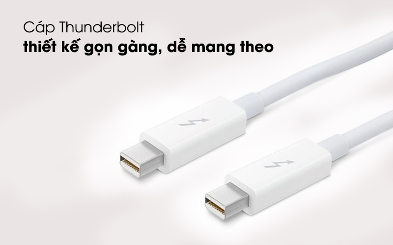 Thiết kế gọn gàng, dễ mang theo - Cáp Thunderbolt 2 m Apple MD861 Trắng