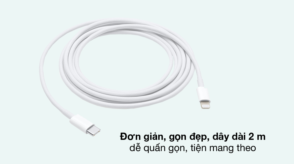 Dây cáp dài 2 m - Cáp Type C - Lightning 2m Apple MQGH2 Trắng Dây cáp dài 2 m - Cáp Type C - Lightning 2m Apple MQGH2 Trắng