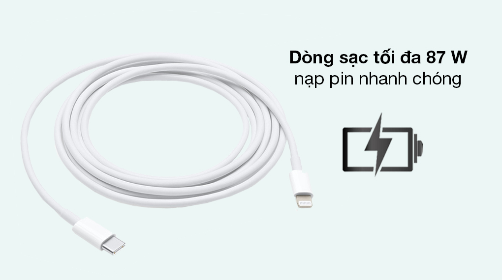 Dòng sạc nhanh lên đến 87 W  - Cáp Type C - Lightning 2m Apple MQGH2 Trắng Dòng sạc nhanh lên đến 87 W  - Cáp Type C - Lightning 2m Apple MQGH2 Trắng