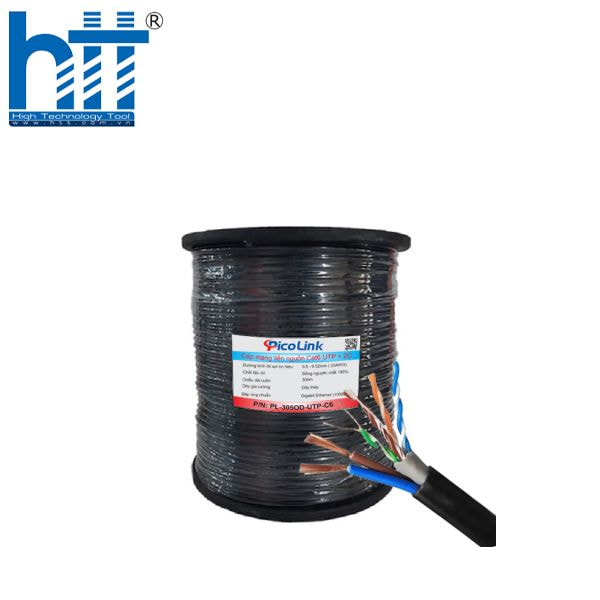 Hợp Thành Thịnh - Dây mang, Cáp mạng CAT6 UTP Liền nguồn +2C lõi đồng mã P/N: PL-305LN-UTP-C6 