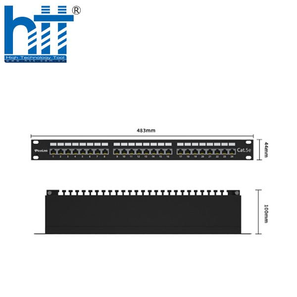 Hợp Thành Thịnh - Patch Panel Cat6A 24 port 1U PicoLink chuẩn 19'' lắp tủ (PL-S1U24 -C6A)