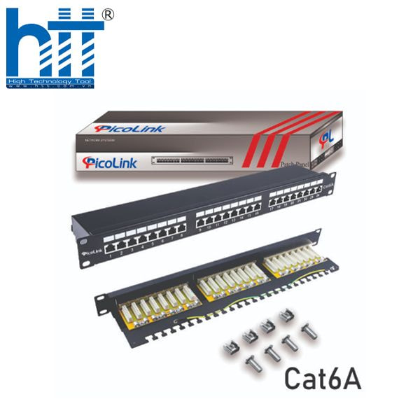 Hợp Thành Thịnh - Patch Panel Cat6A 24 port 1U PicoLink chuẩn 19'' lắp tủ (PL-S1U24 -C6A)