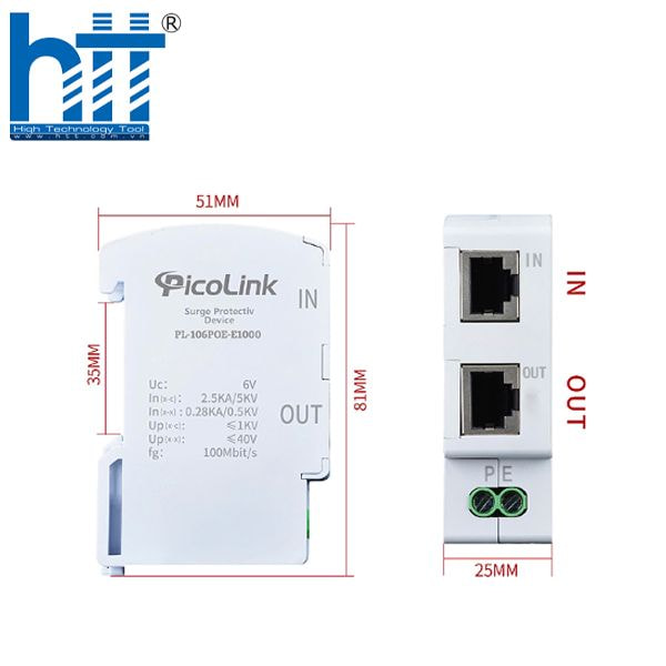 Hợp Thành Thịnh -Thiết bị chống sét mạng Lan RJ45, IP Camera, PL-106POE-E1000