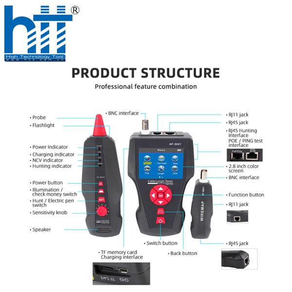 Hợp Thành Thịnh - Máy Test mạng đa năng Noyafa NF-8601W, POE, BNC