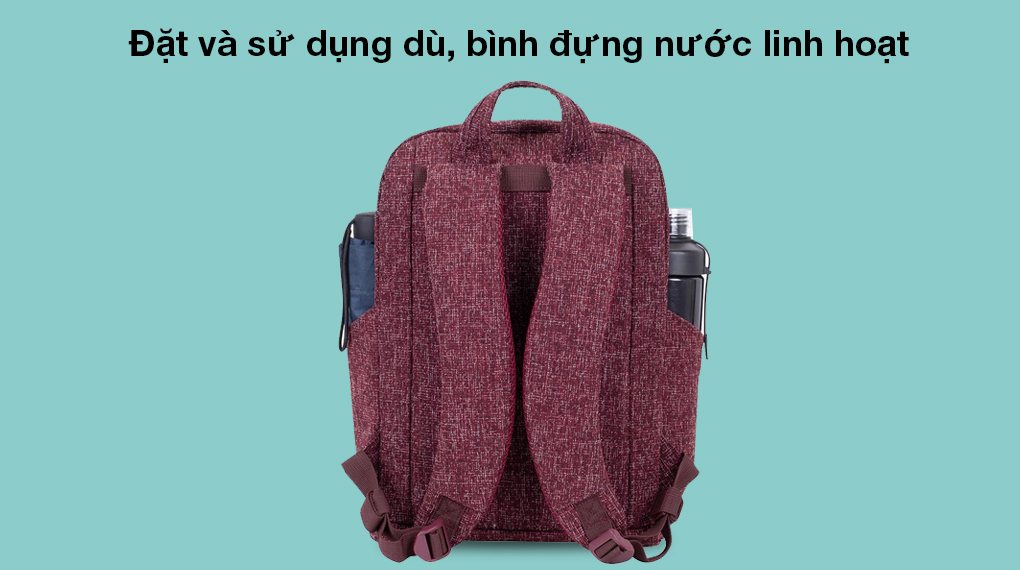 Balo Laptop 13.3 inch Rivacase 7923 - Ở 2 bên hông balo có vị trí cho bạn tiện đặt dù, bình giữ nhiệt