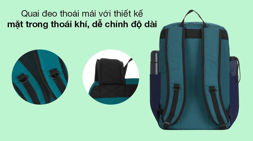 Balo Laptop 15.6 inch Rivacase 5560 Xanh dương - Quai đeo thoải mái