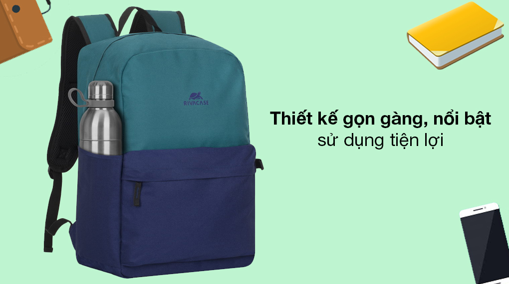 Balo Laptop 15.6 inch Rivacase 5560 Xanh dương - Vẻ ngoài nổi bật với gam màu xanh dương trẻ trung 