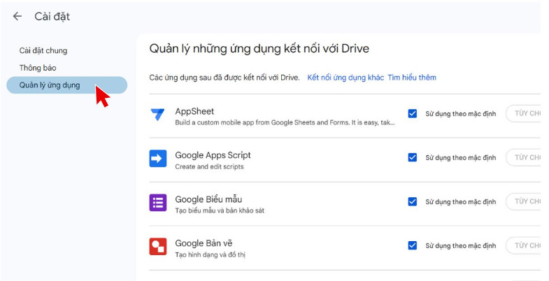 Cách bảo mật Google Drive khi liên kết ứng dụng bước 2