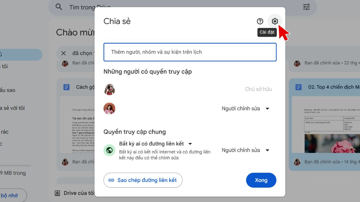 bảo mật Google Drive bằng cách thiết lập quyền bước 2