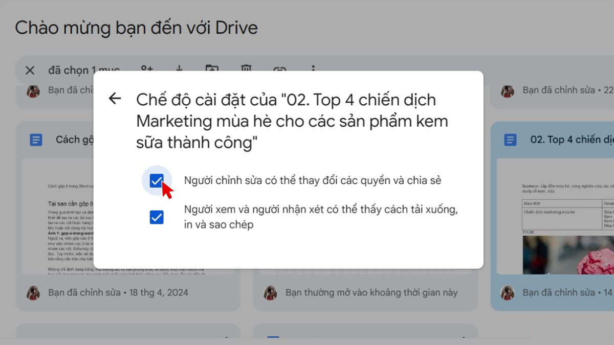 bảo mật Google Drive bằng cách thiết lập quyền bước 3