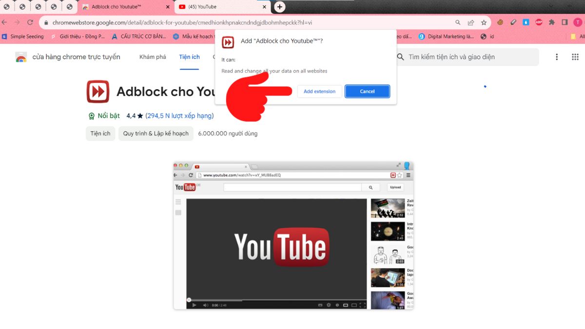 Sử dụng tiện ích Adblock for Youtube - bước 2