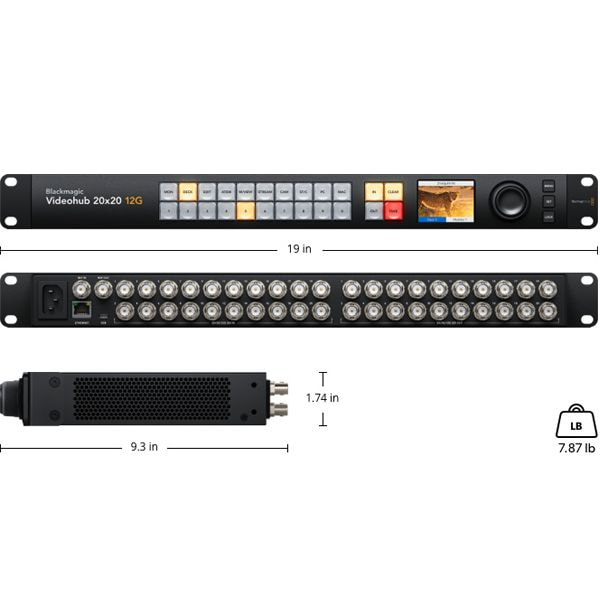 Quản lý toàn bộ tín hiệu SDI dễ dàng cùng Blackmagic Videohub 20x20 12G hỗ trợ đến Ultra HD 2160p60.