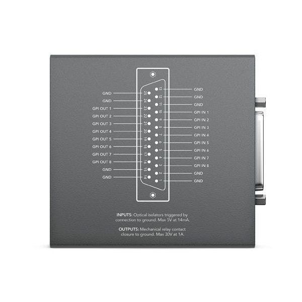 Quản lý nhiều camera hiệu quả hơn cùng GPI and Tally Interface với 8 Input và 8 Relay Output.