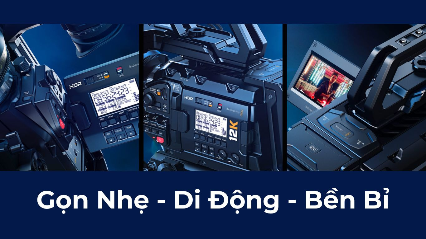 Blackmagic URSA Mini Pro 12K OLPF – Camera điện ảnh dành cho TVC, MV, phim trường LED và hậu kỳ VFX cao cấp.