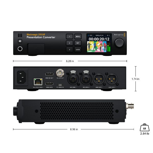 Blackmagic 2110 IP Presentation Converter – Kết nối trình chiếu 4K tốc độ cao cho studio và hội nghị chuyên nghiệp.