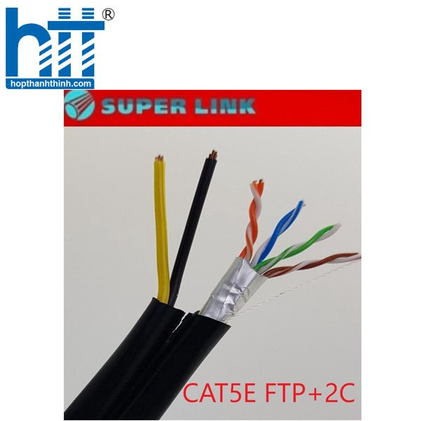 Cáp mạng Superlink Cat 5E FTP+2C 305m màu đen-Hợp thành thịnh 