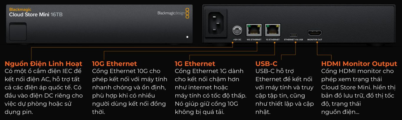 Tăng tốc workflow hậu kỳ với Blackmagic Cloud Store Mini 16TB – SSD NVMe siêu nhanh cho video RAW 12K.