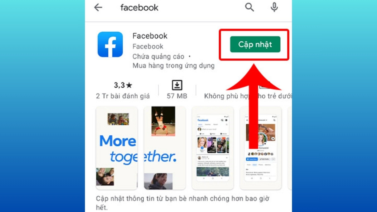 Cách khắc phục Facebook bị lỗi phiên hết hạn là cập nhật ứng dụng