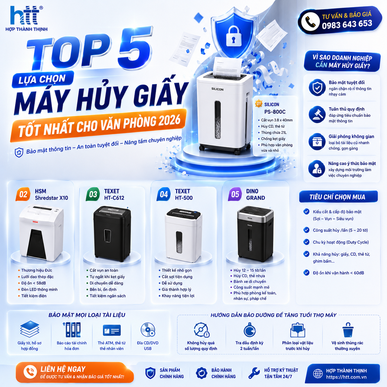 Top 5 lựa chọn máy hủy giấy tốt nhất cho văn phòng 2026