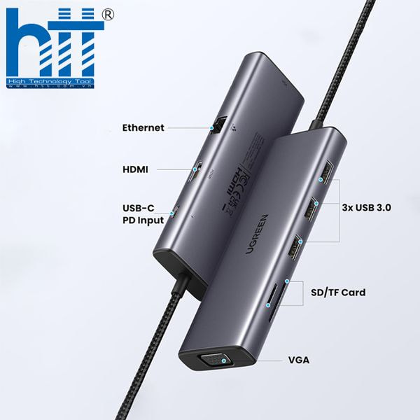 UGREEN 15600 – Hub USB-C HDMI 4K, LAN Gigabit, sạc PD 100W