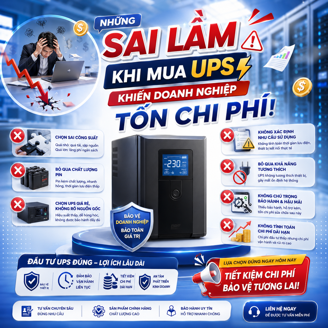 Những Sai Lầm Khi Mua UPS Tốn Chi Phí Doanh Nghiệp Cần Tránh