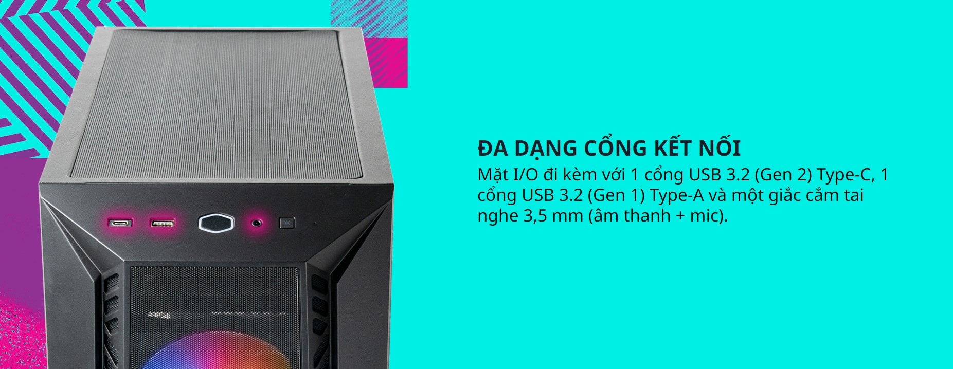 Vỏ Case Cooler Master MasterBox 520 Mesh ARGB  (Mid Tower/Màu Đen )