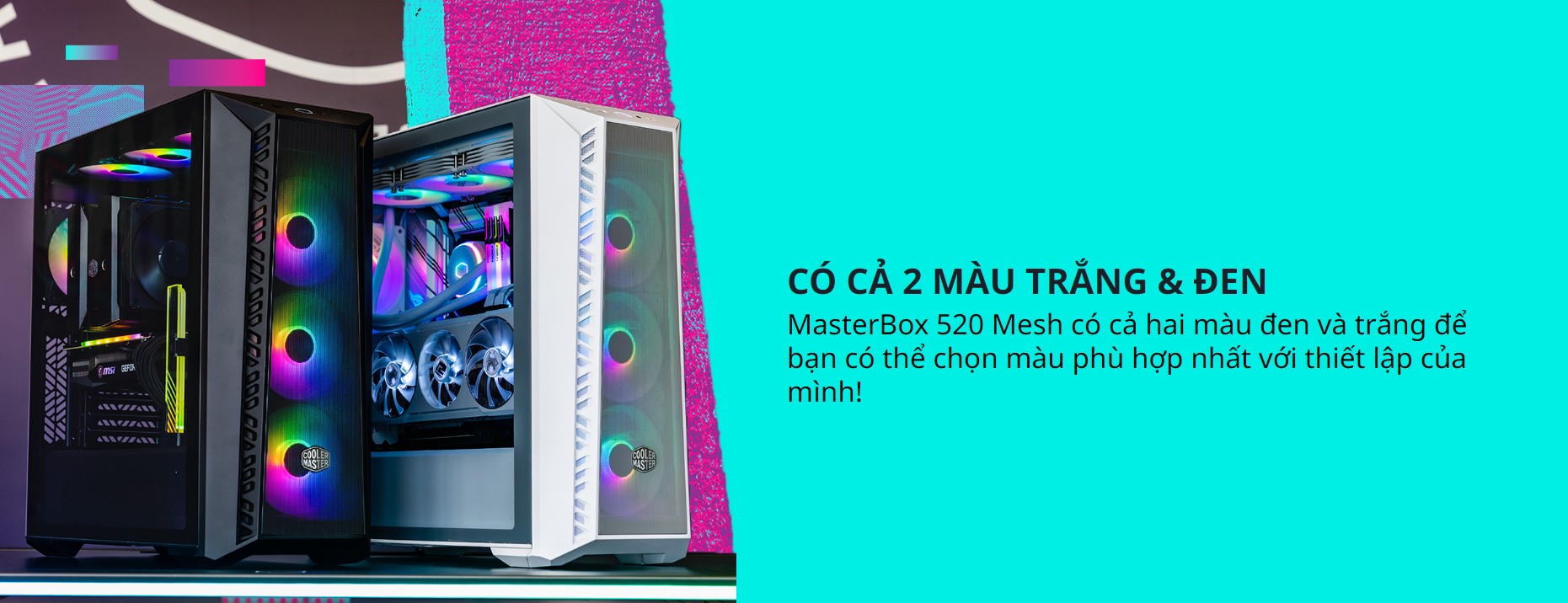 Vỏ Case Cooler Master MasterBox 520 Mesh ARGB  (Mid Tower/Màu Đen )