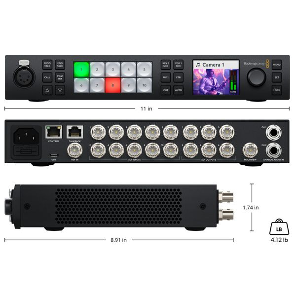 ATEM 1 M/E Constellation 4K hỗ trợ 10 input 12G-SDI, multiview 16 cửa sổ và Fairlight Audio cực mạnh.