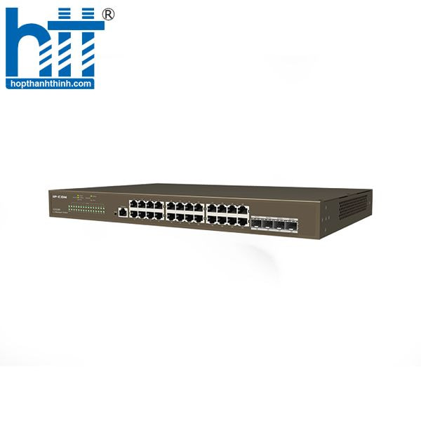 24 cổng Gigabit + 4 SFP uplink, linh hoạt cho mọi hệ thống mạng.
