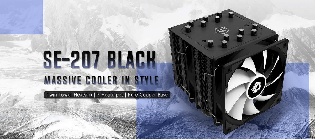 Tản nhiệt khí ID-Cooling CPU SE-207 Black - Tản nhiệt dạng tháp đôi với tông màu đen hoàn toàn