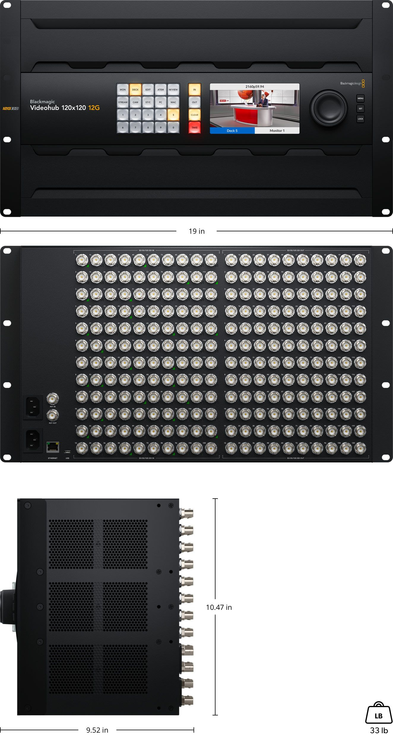 Tối ưu hệ thống studio với Blackmagic Videohub 120x120 12G – chuyển mạch tín hiệu không độ trễ.