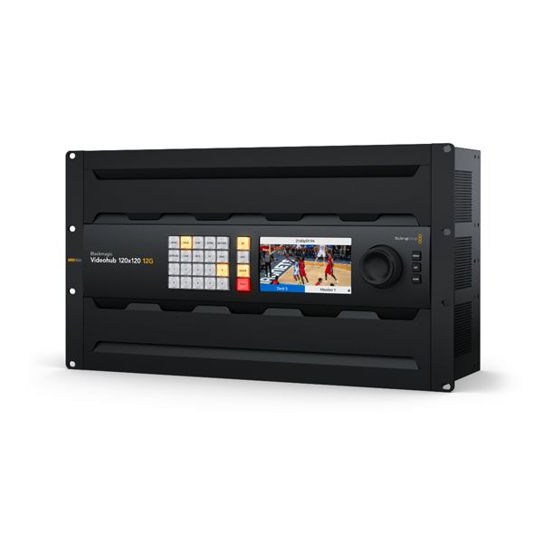 Blackmagic Videohub 120x120 12G – Router 12G-SDI chuyên nghiệp cho broadcast 4K quy mô lớn.