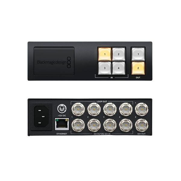Livestream chuyên nghiệp hơn cùng Blackmagic Videohub Mini 4x2 12G với clean switch siêu ổn định.