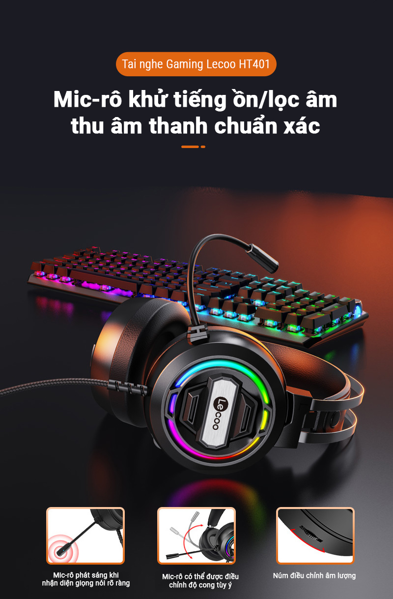 Tai nghe Gaming có dây Lecoo HT401