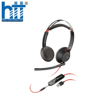 TAI NGHE Poly Blackwire 5220 Stereo USB-C Headset +3.5mm Plug +USB-C/A Adapter (Bulk)