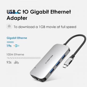 Bộ chuyển đổi Type C 9 trong 1 Lention CE57se - Xám