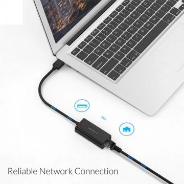 Bộ chuyển đổi USB-A 3.0 sang Lan RJ45 (1000M) Lention HU404GE - Đen