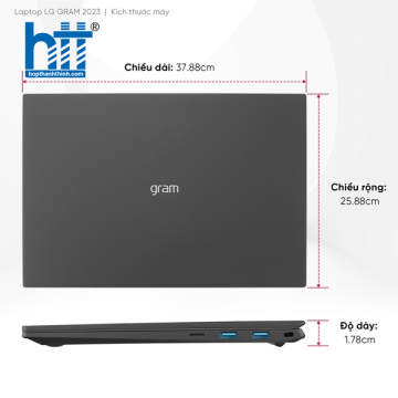 Laptop LG Gram 2023 17Z90R-G.AH78A5 (Intel Core i7-1360P | 16GB | 1TB | Intel Iris Xe | 17-inch WQXGA | Win 11 | Đen)