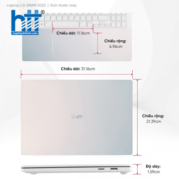 Laptop LG Gram 2023 Ultra Slim 15Z90RT-G.AH55A5 (Intel Core i5-1340P | 16GB | 512GB | Intel Iris Xe | 15.6-inch FHD | Win 11 | Xanh)