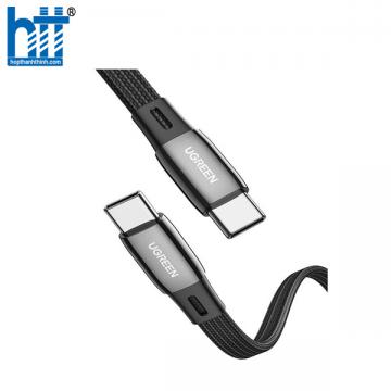 Ugreen 10967 1M cáp usb 2 đầu type C mỏng dẹp 2.5mm màu đen dây bên dù chống gãy US331 20010967