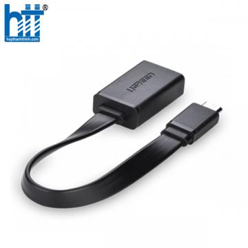 Ugreen 10821 10CM màu Đen Cáp chuyển đổi MICRO USB sang USB âm hỗ trợ OTG dáng dẹt US133 20010821