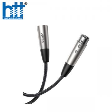 Ugreen 20499 1M 3pin Màu Đen bọc lưới Cáp Micrô nối dài XLR AV185 20020499