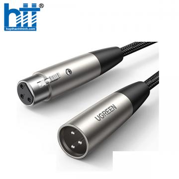 Ugreen 20499 1M 3pin Màu Đen bọc lưới Cáp Micrô nối dài XLR AV185 20020499