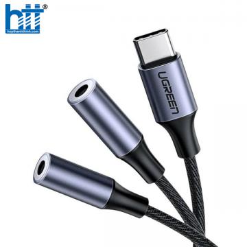 Cáp chuyển đổi chia âm thanh USB Type-C sang 2 cổng 3.5mm 20cm Ugreen 30732 cao cấp (Không DAC)