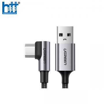 Cáp sạc nhanh 18W, dữ liệu USB-A to USB Type-C chuẩn 2.0 bẻ góc 90 độ đầu dài 2M Ugreen 20857