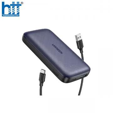 Ugreen 10398 10000mAh màu Xanh đen Sạc dự phòng + cáp sạc iPhone tích hợp kèm chip MFI PB172 20010398