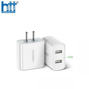 Ugreen 20328 Màu Trắng Bộ sạc nhanh 2 cổng USB 5V/2.4A + 1A CD104 20020328