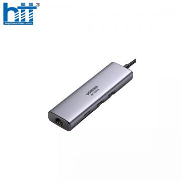 Thiết bị mở rộng Type-C 7 in 1 Sang HDMI 4K@30HZ + USB 3.0*2 + SD/TF + PD 100W Ugreen 90568 cao cấp