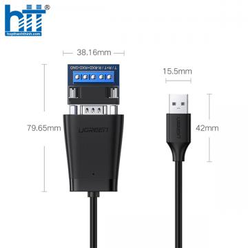 Cáp USB 2.0 to Com DB9 rs422+485 dài 1,5m Chipset FTDI Ugreen 60562 chính hãng